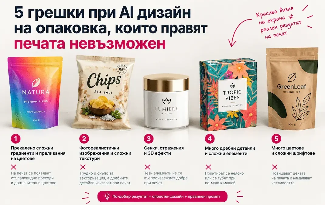 грешки при ИИ дизайн на опаковка